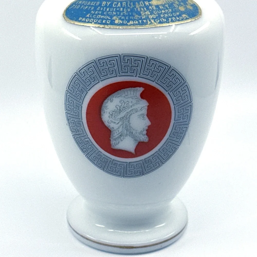 Vintage Grand Marnier Milk Glass Decanter Cuvee Speciale Greco Roman W/ Stopper
